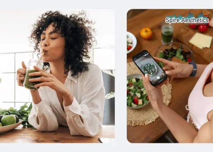 Image of woman looking into her diet and fat freezing Abbotsbury to improve her health